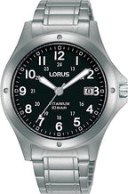 Lorus Men's Watch with Black Dial and Titanium Bracelet RG887CX9