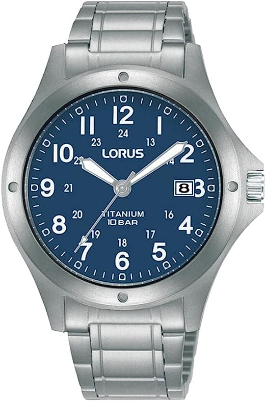 Lorus Men's Watch with Blue Dial and Titanium Bracelet RG889CX9
