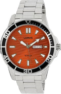Lorus Mens Watch with Orange Dial and Silver Stainless Steel Strap RH361AX9