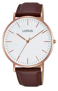 Lorus Men's Watch with White Dial and Brown Strap RH880BX9