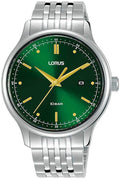 Lorus Mens Watch with Green Sunray Dial and Stainless Steel Strap RH907NX9