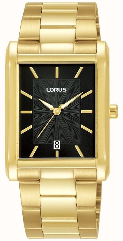 Lorus Men's Watch with Black Dial and Gold Strap RH938RX9