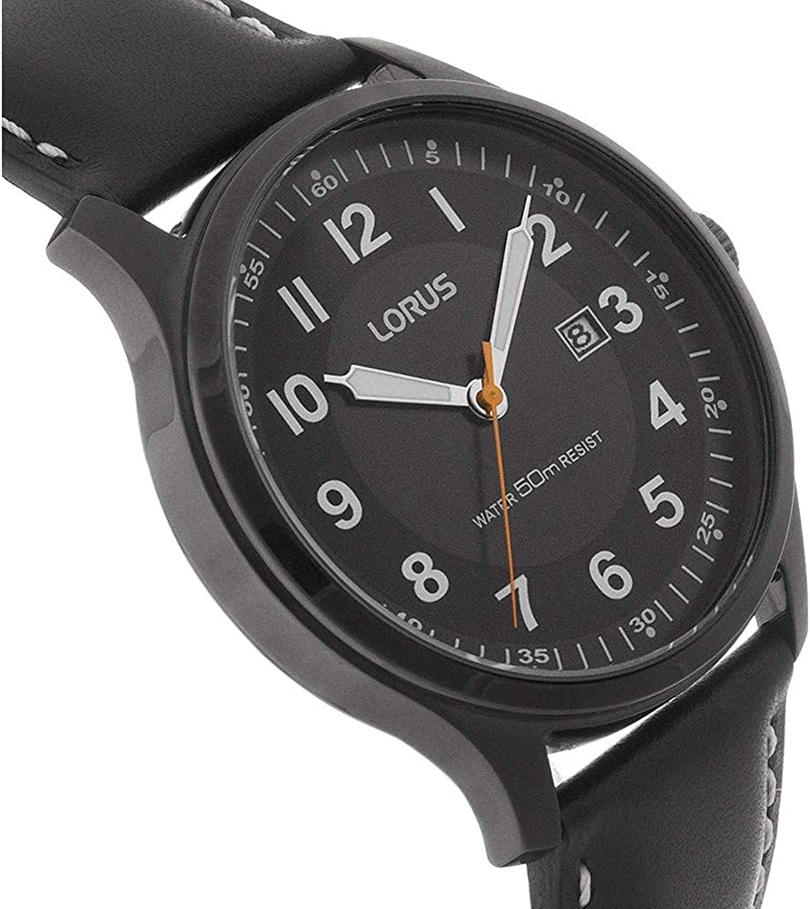 Lorus Mens Watch with Black Dial and Black Strap RH941HX9