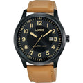 Lorus Mens Black Dial Leather Strap Watch RH953HX9