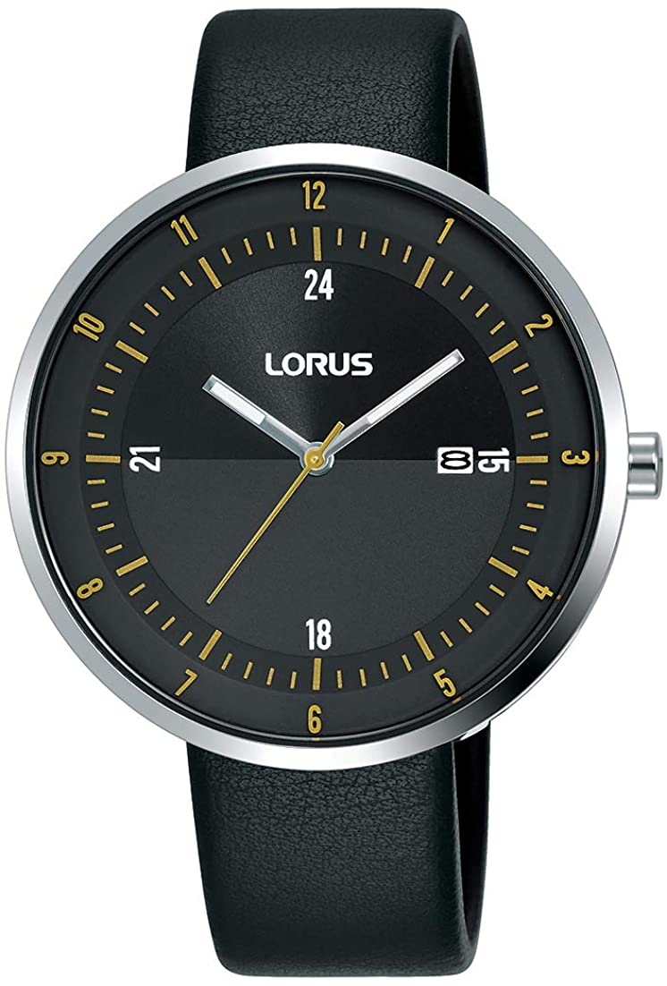 Lorus Mens Watch with Black Dial and Black Strap RH957LX9