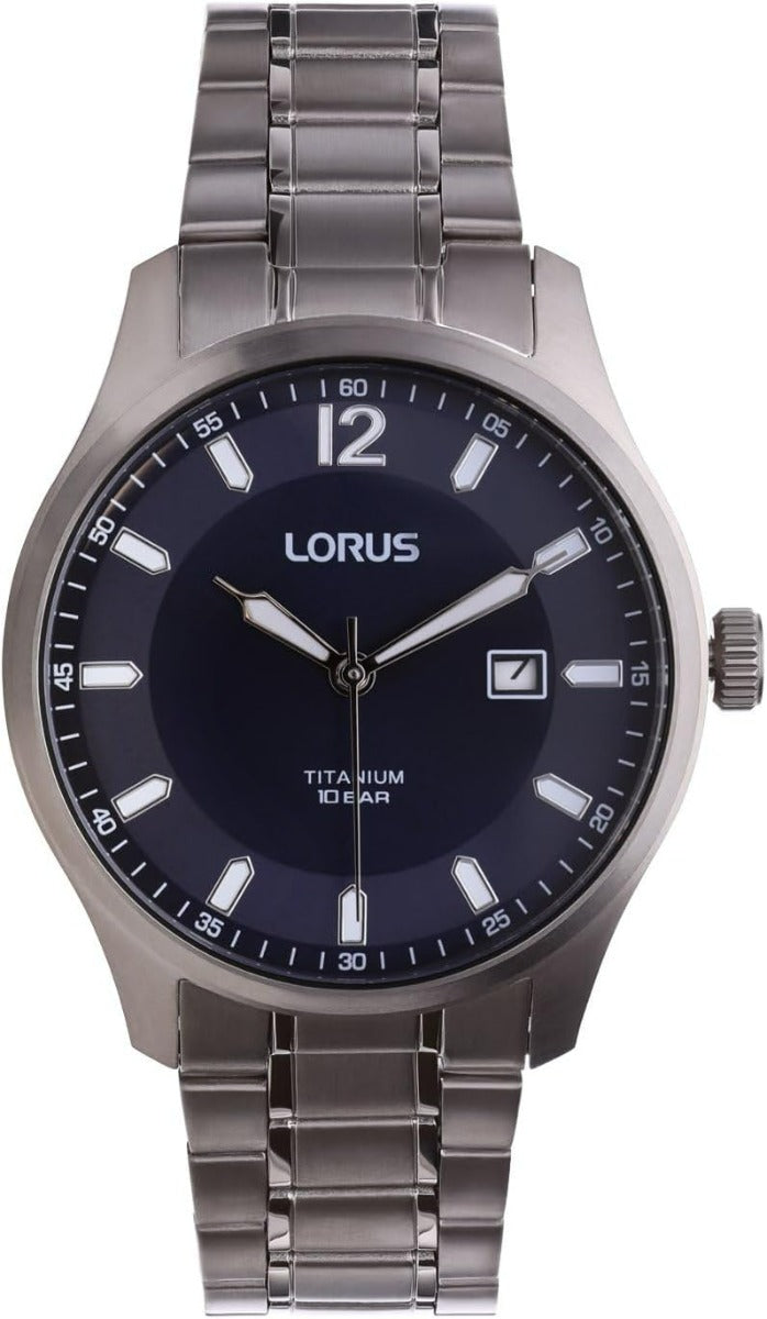 Lorus Men's Watch with Blue Dial and Titanium Bracelet RH997QX9