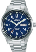 Gwyliad Awtomatig Lorus i Ddynion gyda Deial Glas a Strap Arian RL405BX9