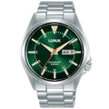 Lorus Mens Automatic Watch with Green Dial and Silver Bracelet RL421BX9