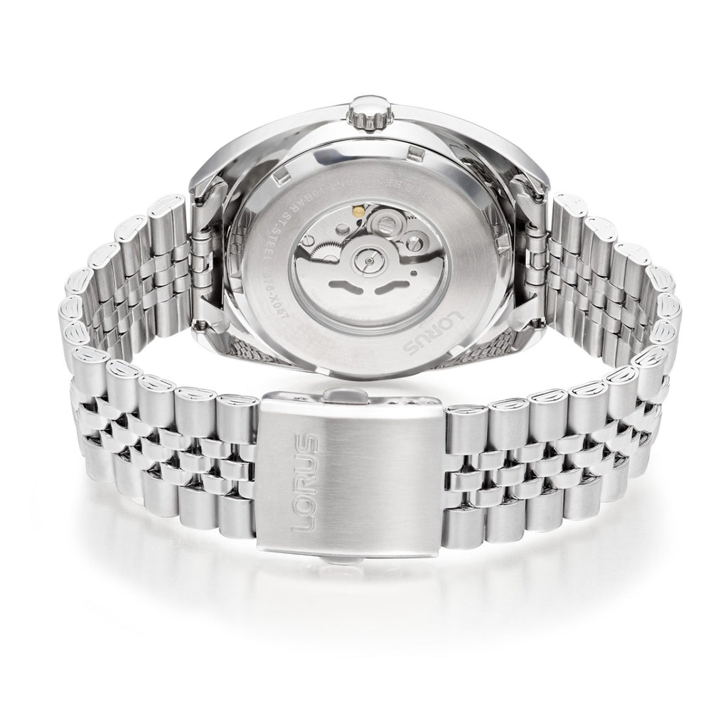 Lorus Mens Automatic Watch with Blue Dial and Silver Bracelet RL445BX9