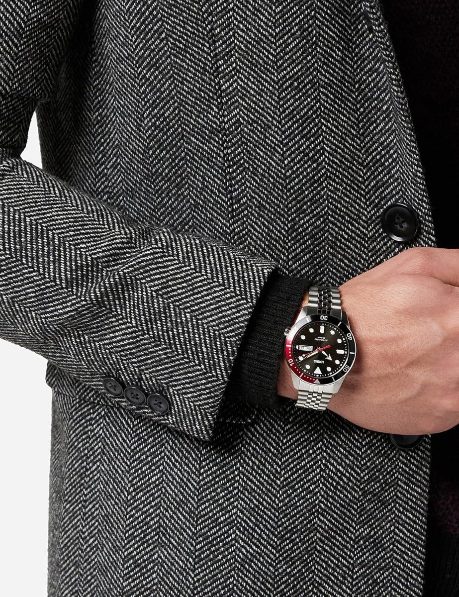 Lorus Mens Automatic Watch with Black Dial and Silver Bracelet RL447AX9