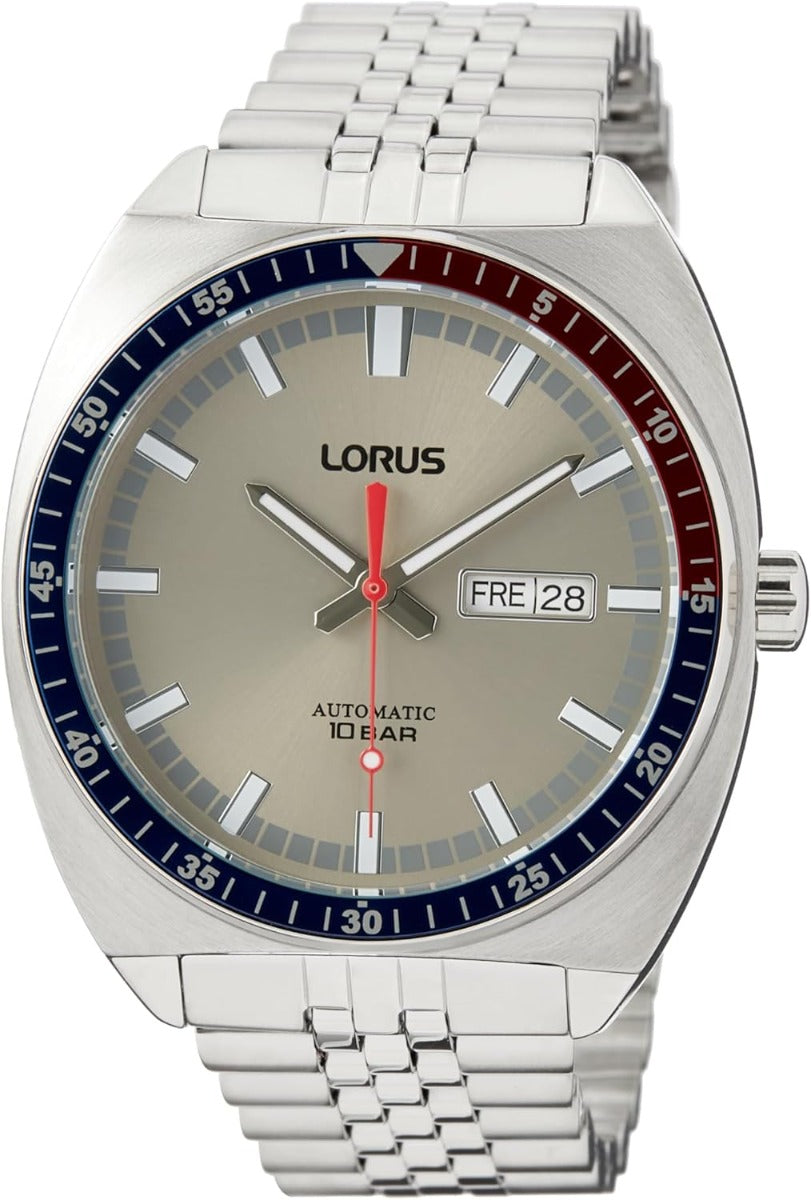 Lorus Mens Automatic Watch with Grey Dial and Silver Bracelet RL447BX9