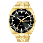 Lorus Mens Automatic Watch with Black Dial and Gold Bracelet RL448BX9