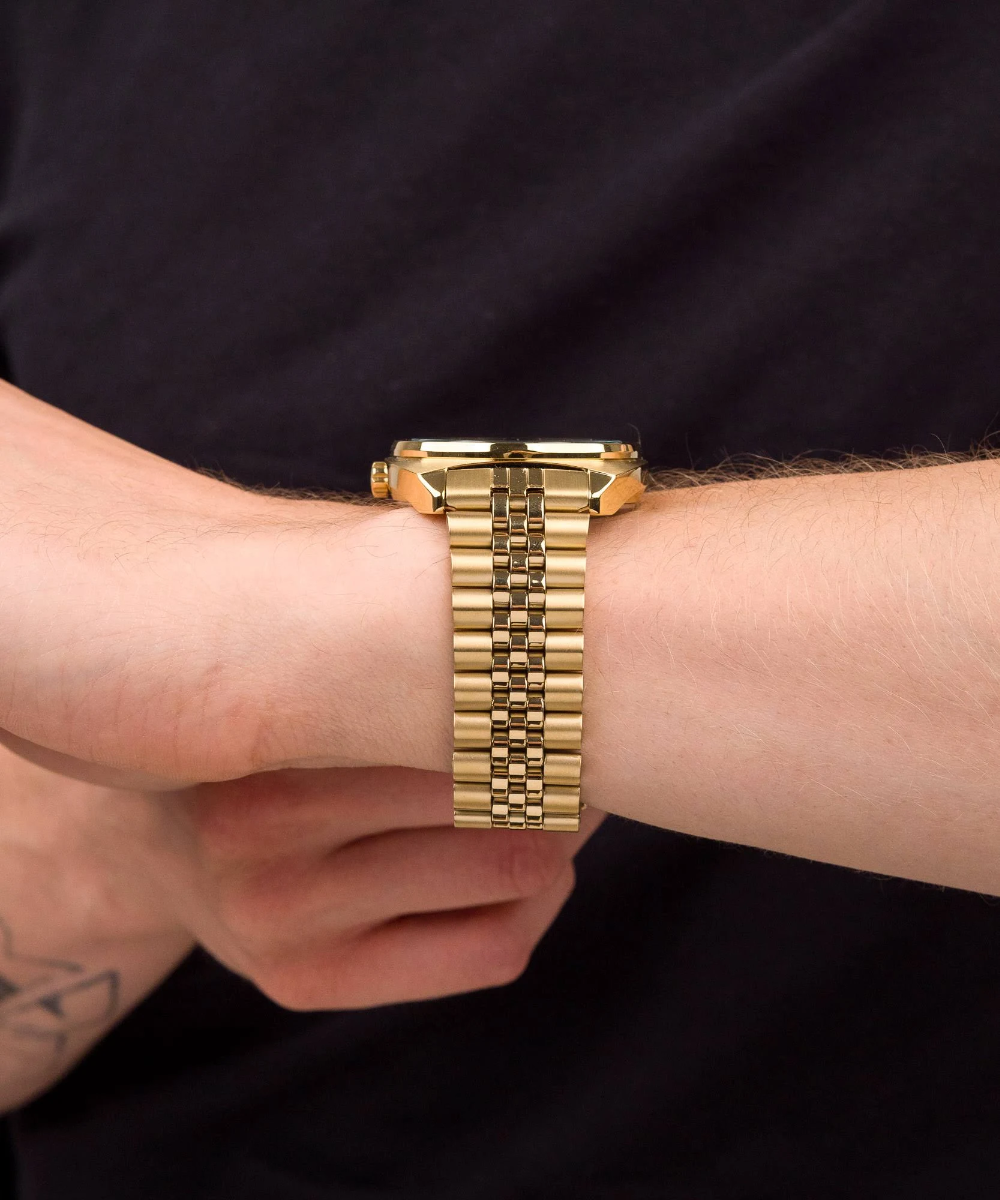 Lorus Mens Automatic Watch with Black Dial and Gold Bracelet RL448BX9