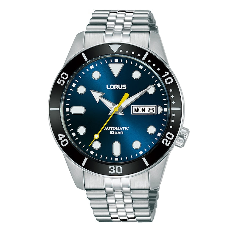 Lorus Mens Automatic Watch with Blue Dial and Silver Bracelet RL449AX9