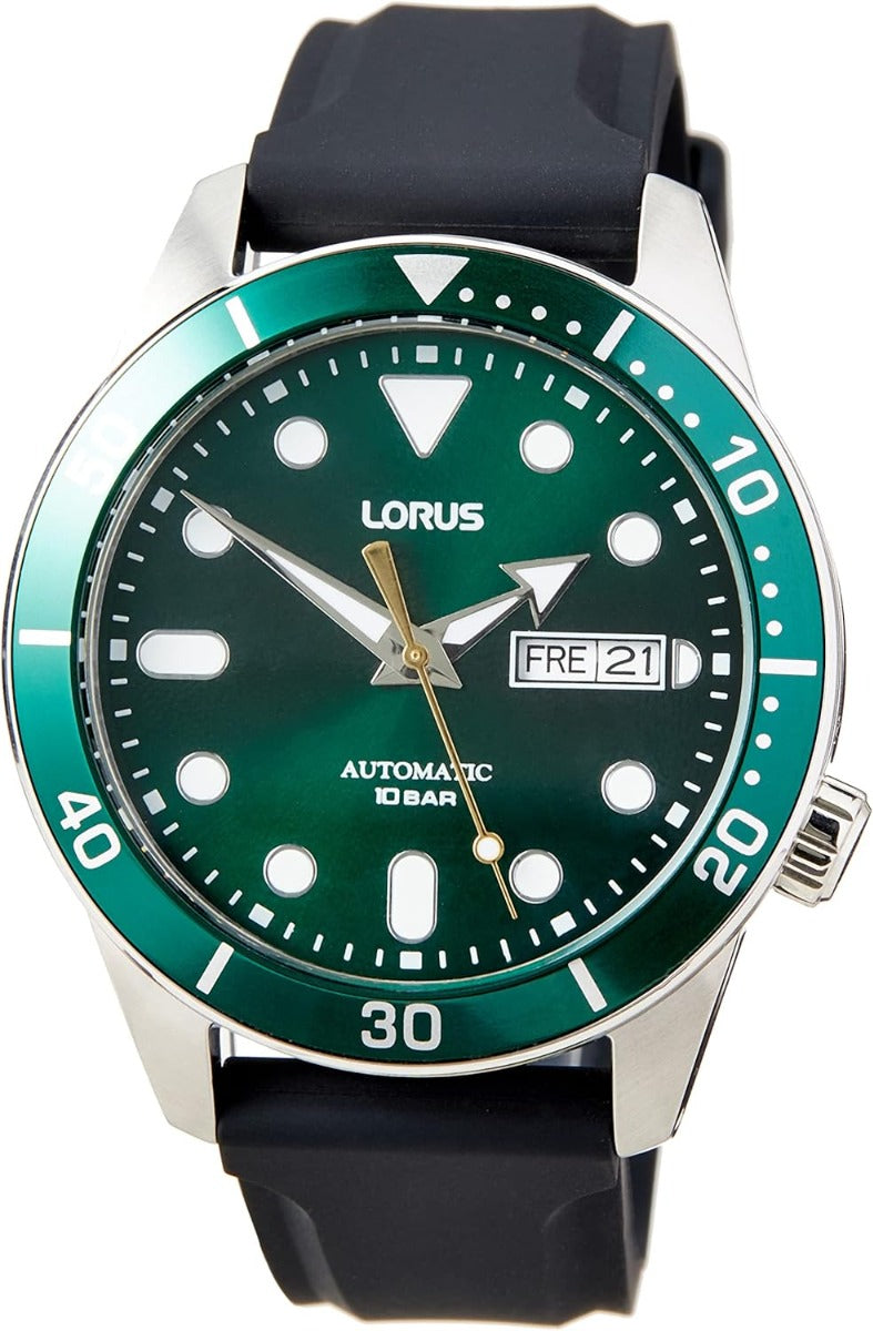 Lorus Men's Automatic Watch with Green Dial and Black Strap RL455AX9