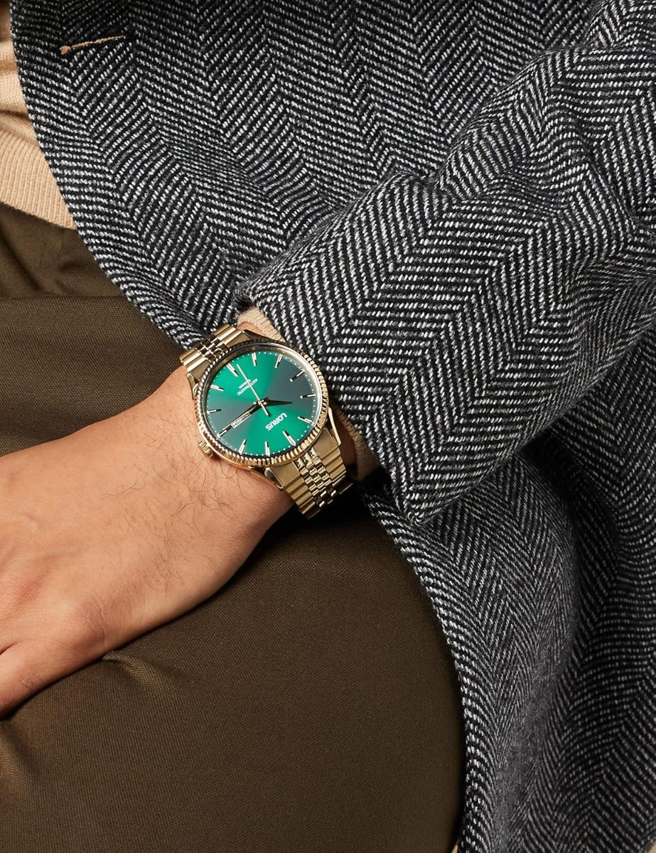 Lorus Mens Automatic Watch with Green Dial and Gold Stainless Steel Bracelet RL468AX9