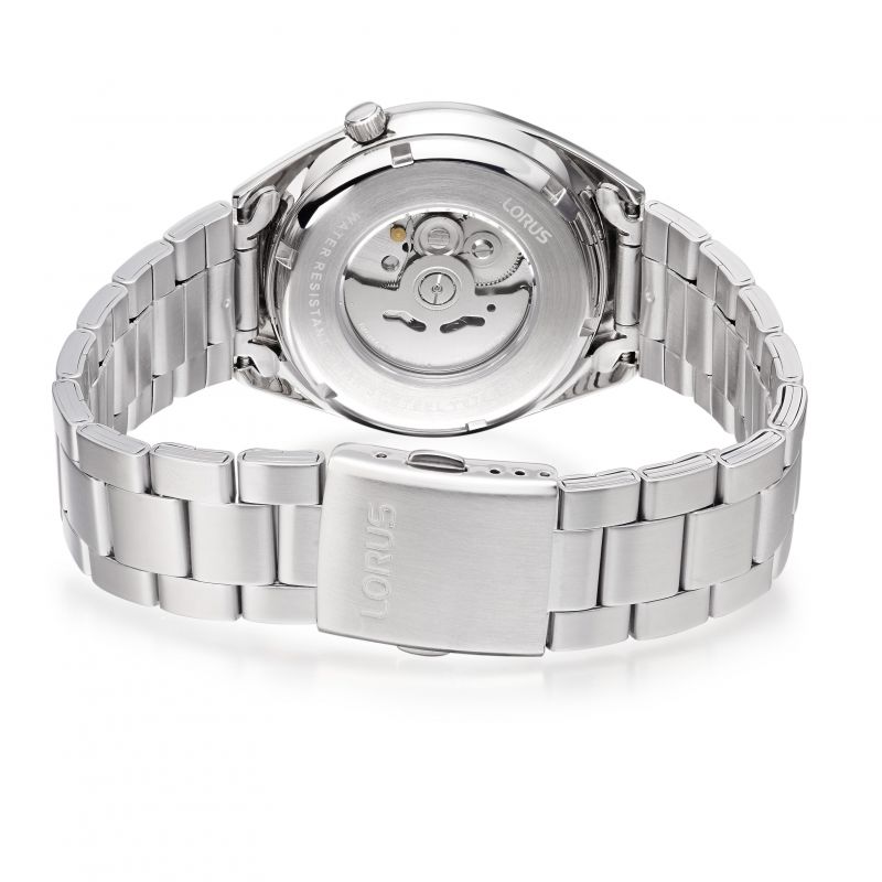 Lorus Mens Automatic Watch with Black Dial and Silver Bracelet RL491AX9