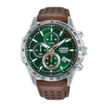 Lorus Men's Chronograph Watch with Green Dial and Brown Strap RM303JX9