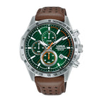 Lorus Men's Chronograph Watch with Green Dial and Brown Strap RM303JX9