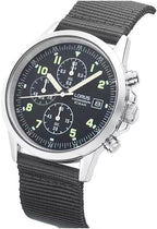Lorus Men's Chronograph Watch with Black Dial and Black Nylon Strap RM347JX9
