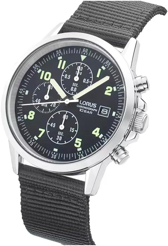 Lorus Men's Chronograph Watch with Black Dial and Black Nylon Strap RM347JX9