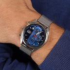 Gwylio Amserydd Lorus i Ddynion gyda Deial Glas a Strap Milanese Arian RM353GX9