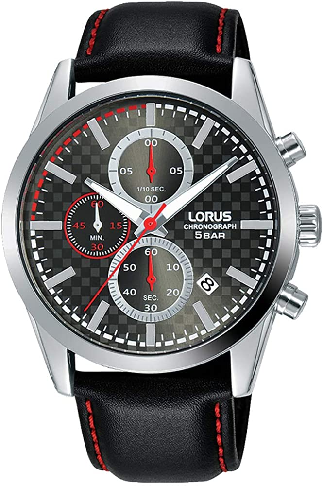 Lorus Mens Watch with Black Dial and Black Strap RM399FX9