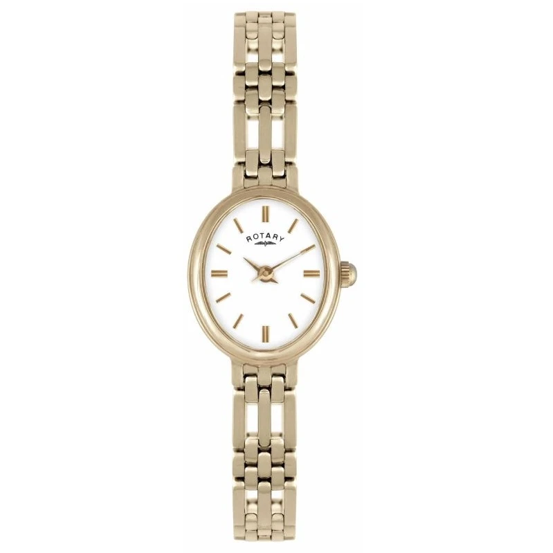 Rotary Ladies 9ct Gold Watch with White Dial and 9ct Gold Bracelet LB10090/02