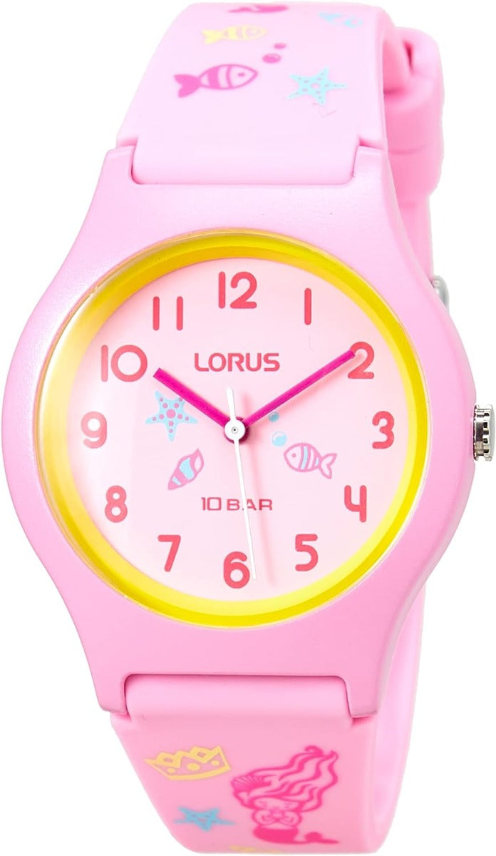 Lorus Kids Watch with Pink Dial and Pink Silicone Strap RRX49HX9