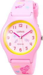 Lorus Kids Watch with Pink Dial and Pink Silicone Strap RRX49HX9