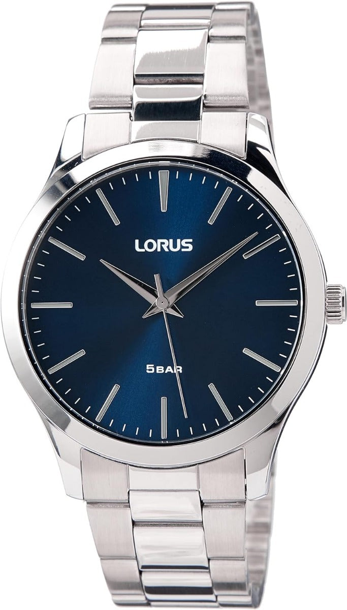 Lorus Classic Mens Watch with Blue Dial and Silver Bracelet RRX65HX9