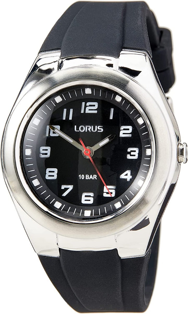 Lorus Unisex Kids Watch with Black Dial and Black Silicone Strap RRX75GX9