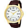 Lorus Mens Easy Read Brown Leather Strap Watch RS982AX9