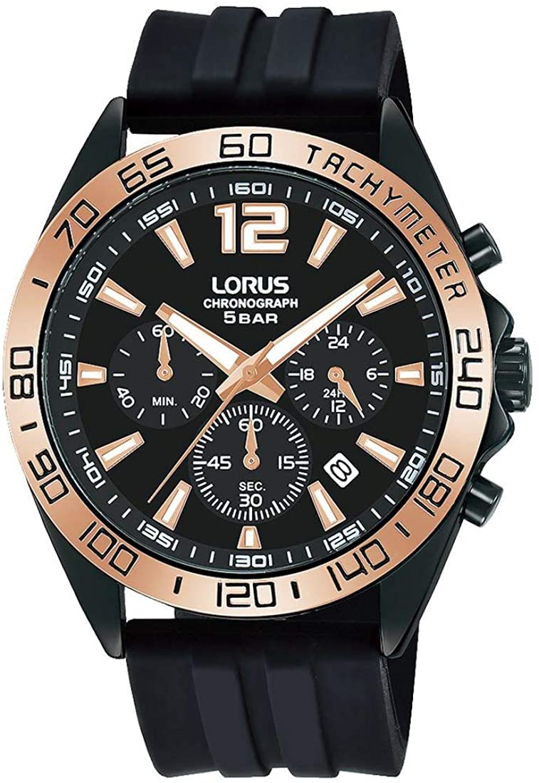 Lorus Men's Watch with Black Dial and Black Silicone Strap RT338JX9