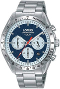 Lorus Mens Chronograph Watch with Blue Dial and Silver Strap RT339HX9