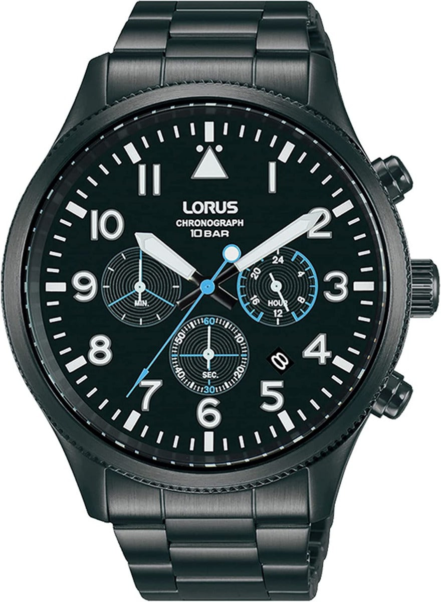 Lorus Mens Watch with Black Dial and Black Stainless Steel Strap RT361JX9
