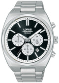 Lorus Men's Chronograph Watch with Black Dial and Silver Strap RT361KX9