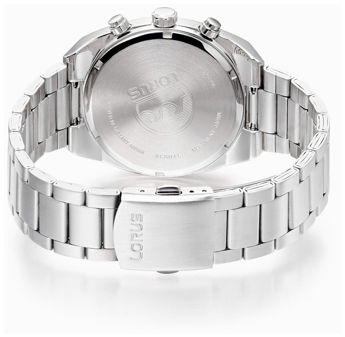 Lorus Men's Chronograph Watch with Black Dial and Silver Strap RT361KX9