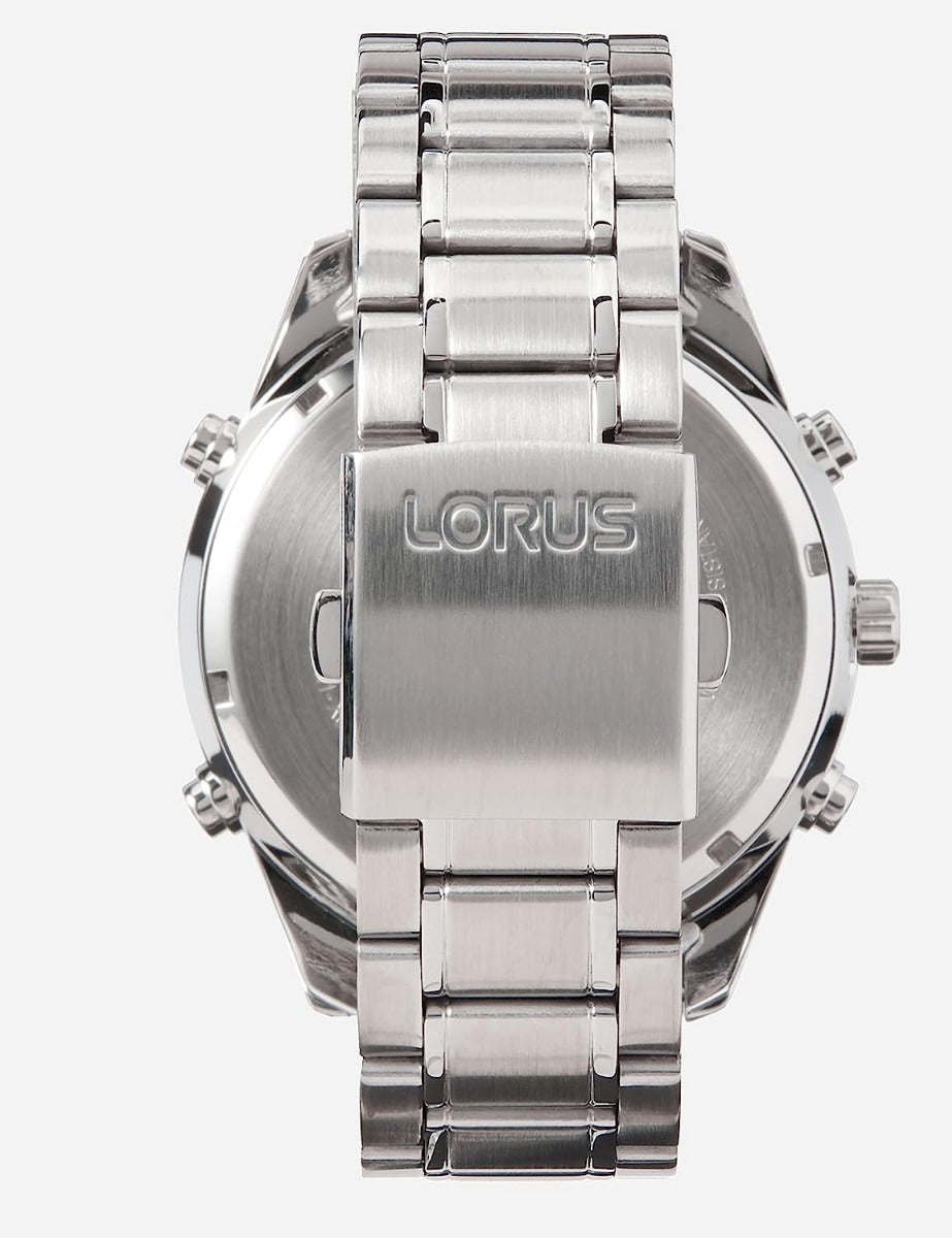 Lorus Men's Chronograph Watch with Black Dial and Silver Bracelet RW651AX9