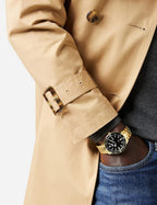 Lorus Mens Solar Watch with Black Dial and Gold Bracelet RX308AX9