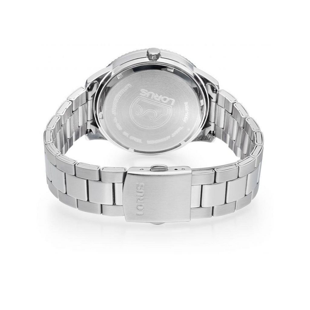 Lorus Mens Solar Watch with Black Dial & Stainless Steel Bracelet RX335AX9