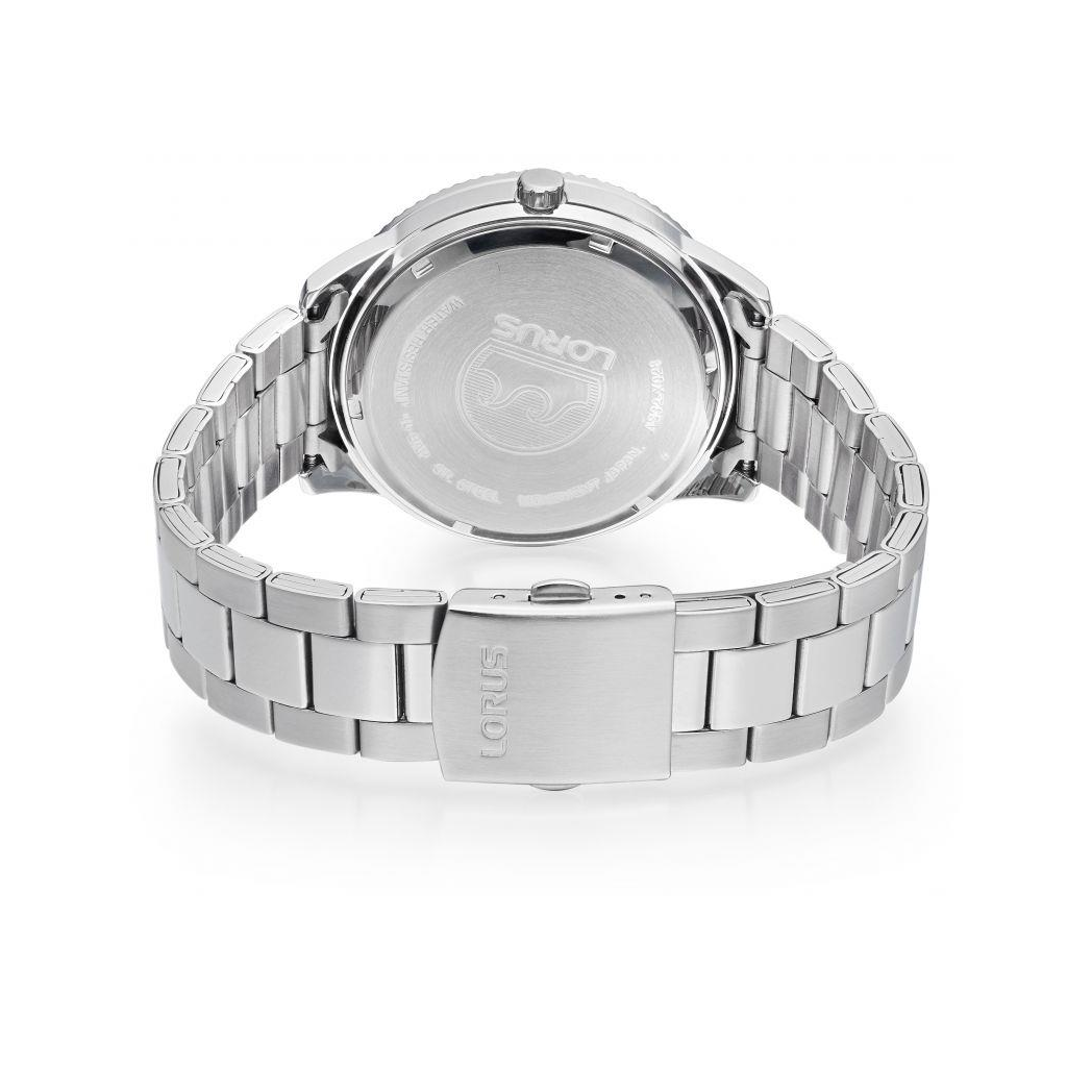 Lorus Mens Solar Watch with Black Dial & Stainless Steel Bracelet RX335AX9