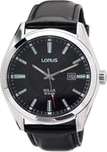 Lorus Men's Solar Watch with Black Dial and Black Strap RX339AX9