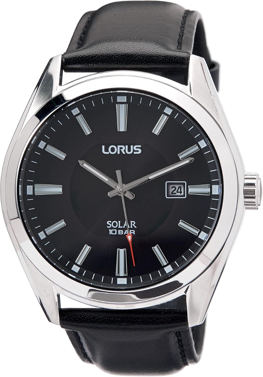 Lorus Men's Solar Watch with Black Dial and Black Strap RX339AX9