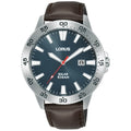 Lorus Men's Solar Watch with Blue Dial and Brown Strap RX349AX9