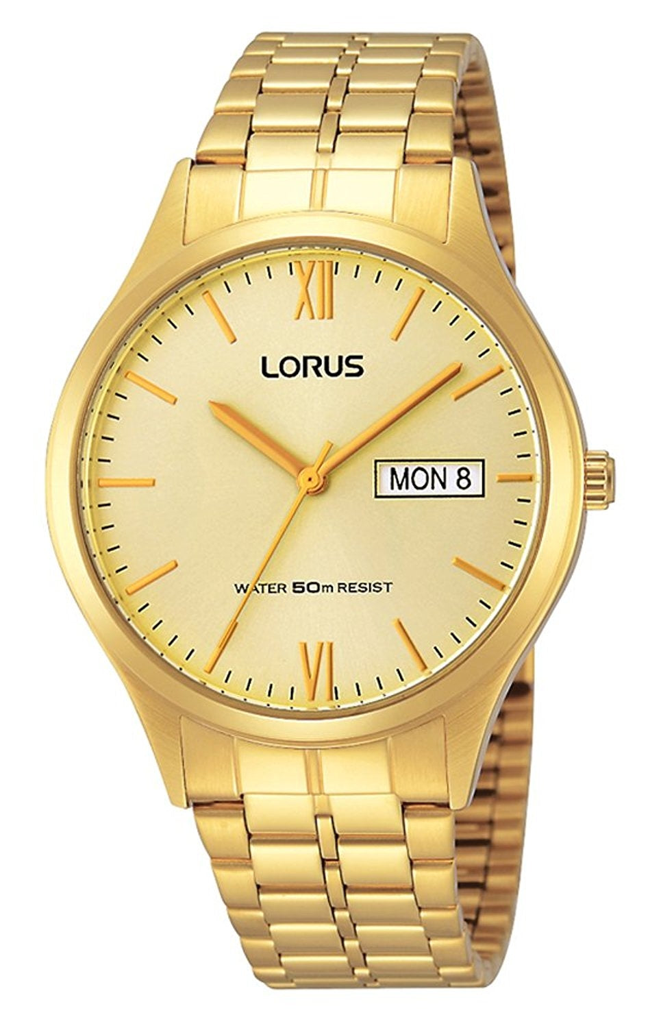 Lorus Mens Gold Plated Bracelet Watch RXN04DX9