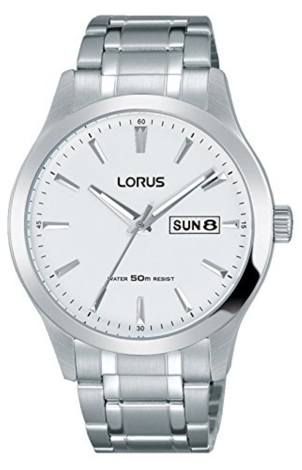 Lorus Mens White Dial Bracelet Watch RXN25DX9