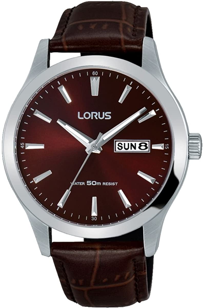 Gwyl Lorus i Ddynion gyda Strap Lledr Brown RXN31DX9