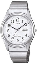 Lorus Mens Expander Watch with White Dial and Silver Strap RXN53AX9