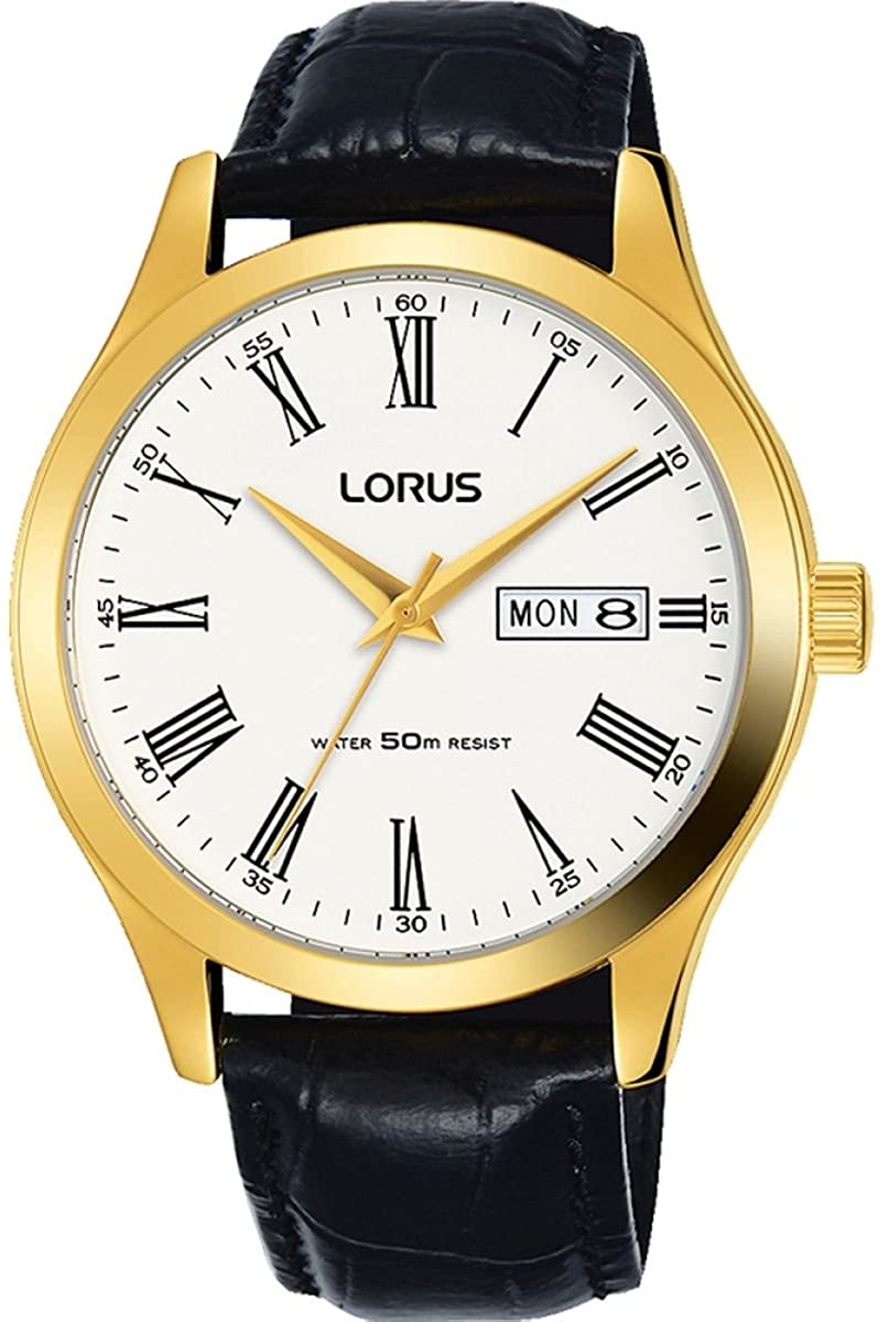Lorus Mens Watch with White Dial and Black Strap RXN54DX9